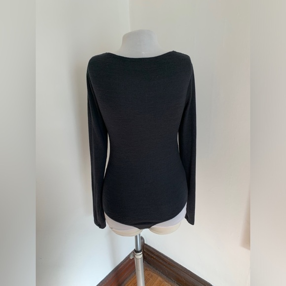 Abercrombie & Fitch Long-Sleeved Soft A & F Cozy Twist Bodysuit Blue Black Knit - Picture 8 of 17